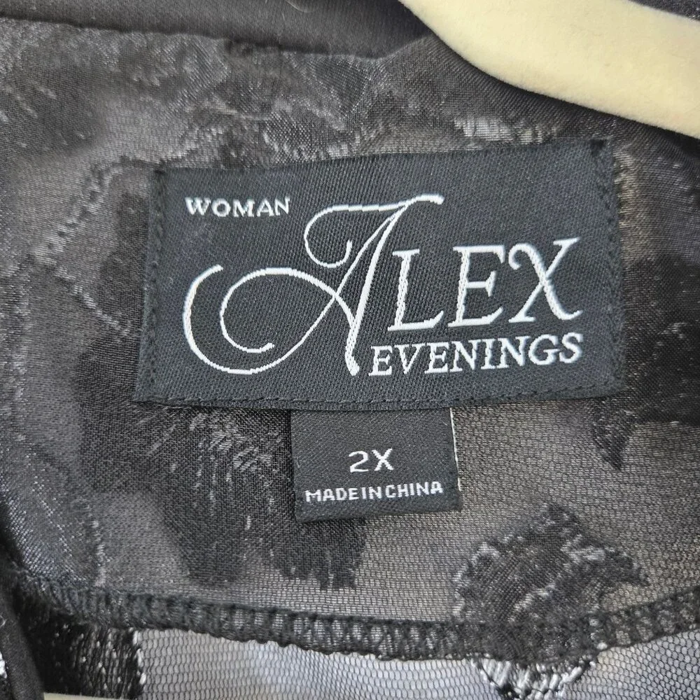 Alex Evenings Sheer Floral Embroidered & Sequin Embellished Open Jacket Size 2X - Picture 3 of 5